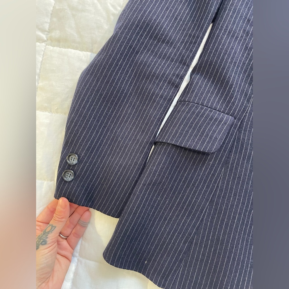 Vintage Structured Striped Wool Blazer - image 7